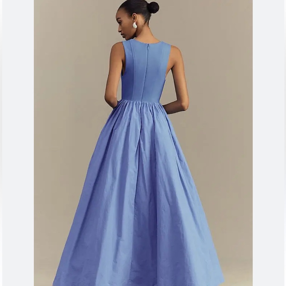 New BHLDN Josie Scoop-Neck Corset Fit & Flare Gown Blue Size L